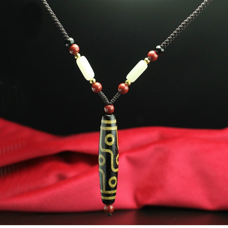 豪珠 九眼天珠吊坠 原创设计项链挂件毛衣链 男女玛瑙民族风复古百搭