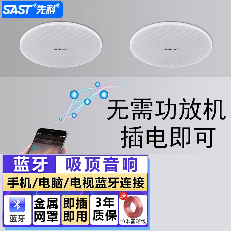 先科（SAST）蓝牙吸顶音响喇叭套装无线客厅吊顶天花有源背景音乐门店铺收款家庭影院嵌入式音箱挂式广播系统通 蓝牙全频版吸顶音响(主箱*1+副箱*1)属于什么档次？