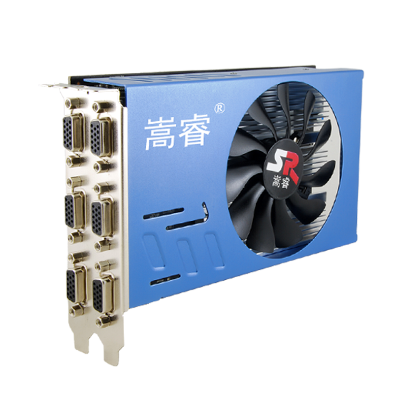 嵩睿4口6口VGA多屏顯卡R7350/HD7600炒股顯卡1拖4路監(jiān)控4屏顯卡臺(tái)式電腦顯卡6屏拼接投影融合分屏顯卡 6屏 R7 350 6VGA 4G 多屏投影顯卡