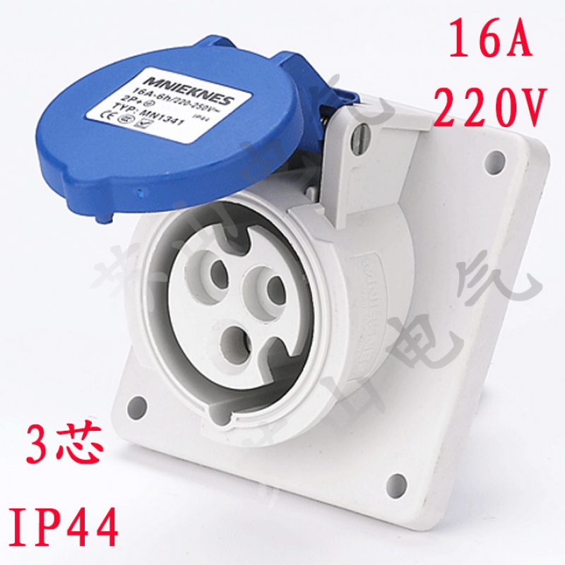 16a防水工业插座暗装航空插头cee德欧标防爆三相四线 16a 3孔斜座ip44