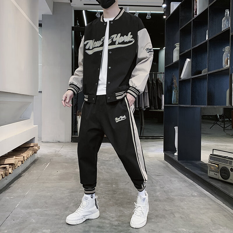 坐悠男生穿搭秋天衣服男青少年潮流夹克外套男春秋季韩版休闲棒球服