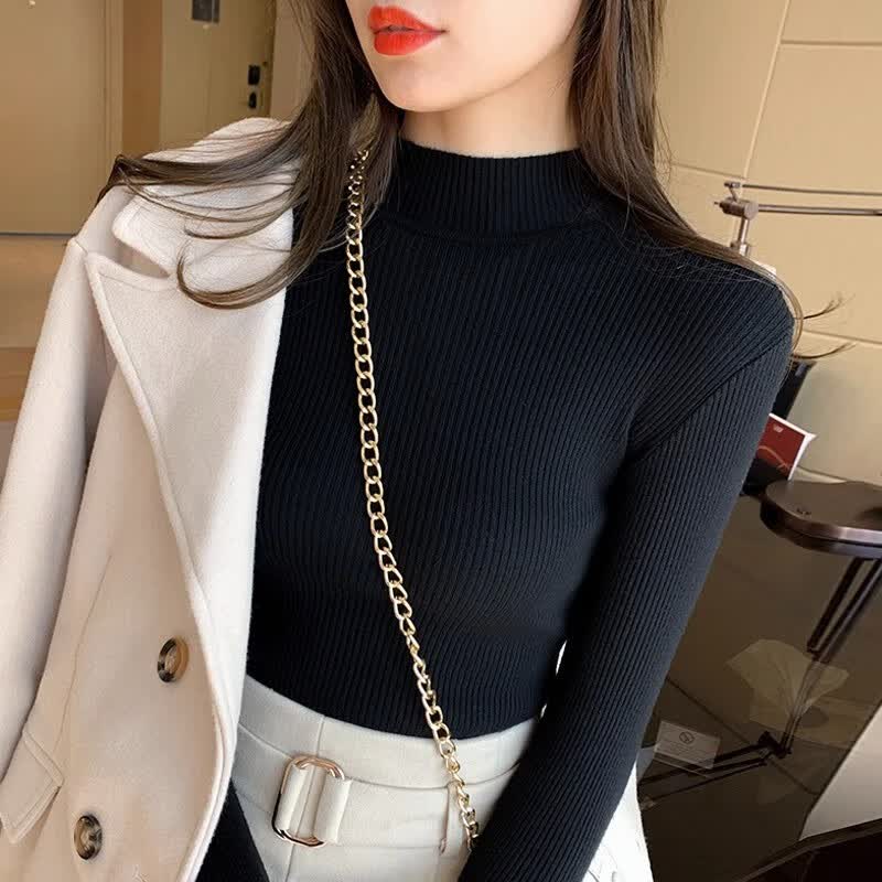 凡珠针织衫女半高领秋冬内搭毛衣洋气2023年新款长袖针织打底上衣 黑色 均码（建议80-140斤）使用感如何?