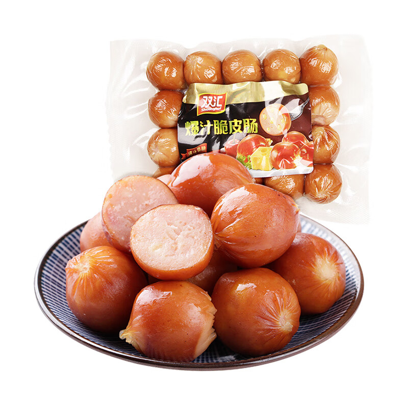 双汇爆汁脆皮肠200g*2袋芝士味火腿肠休闲零食香肠肉肠 爆汁脆皮肠