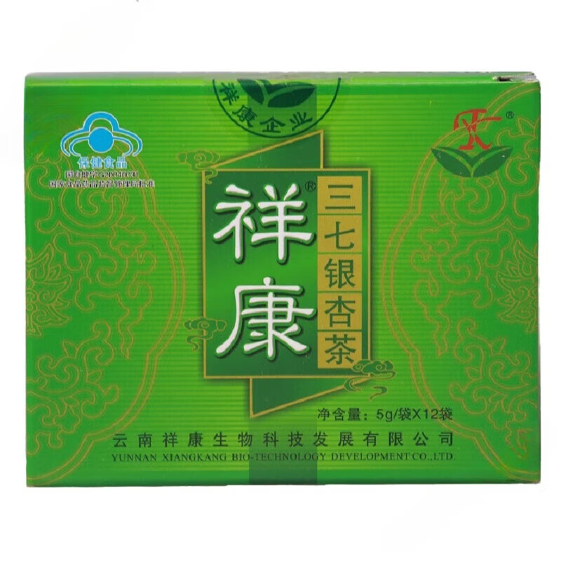 祥康 牌三七银杏茶 5g/袋*12袋/盒 翠绿色 盒 翠绿色