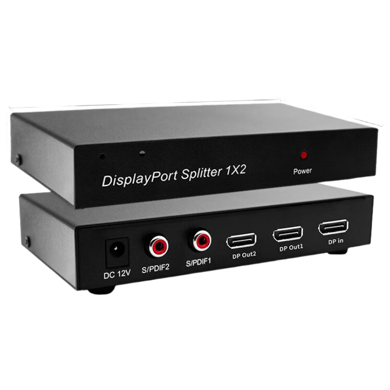 也仁 dp分配器一分二 一進(jìn)二出2口2路DisplayPort電腦4K@60Hz高清視頻1拖2分屏器帶音頻 YRDFF102