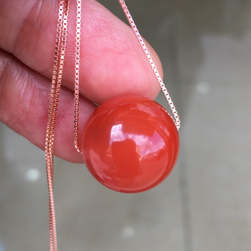 snqp南红项链川料南红樱桃红圆珠锁骨链颜色红润单珠极简百搭 樱桃