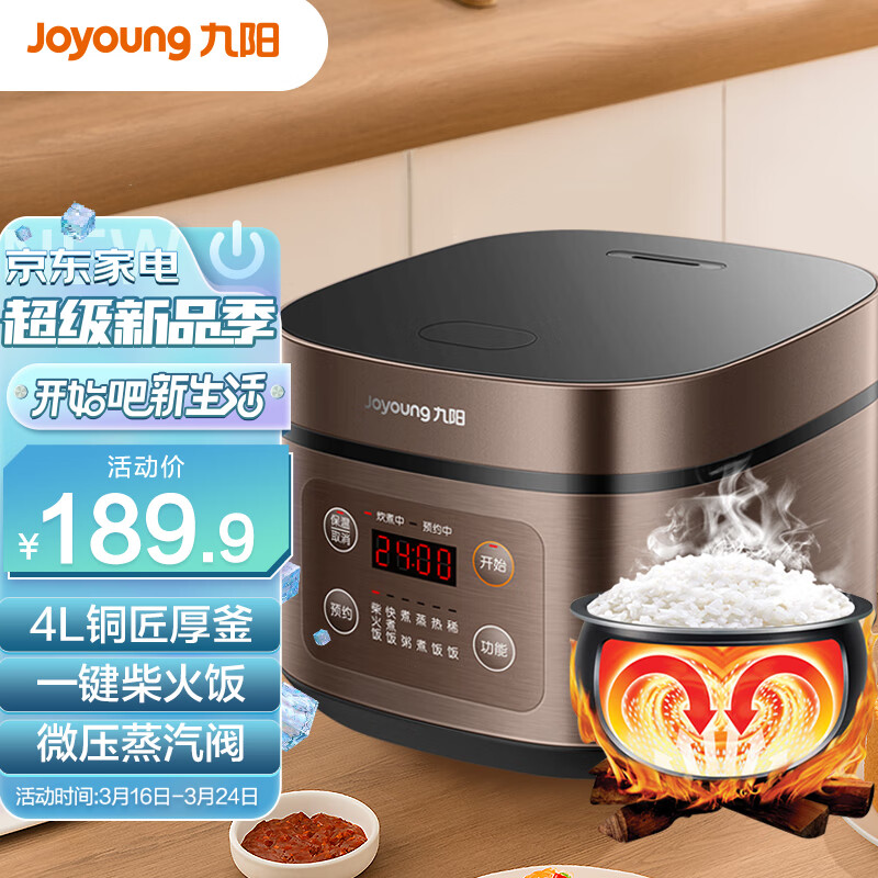 九阳（Joyoung）肖战推荐4升3~8人家用智能电饭煲电饭锅大火力柴火饭智能预约多功能焖煮防溢4L电饭煲F-40FZ815