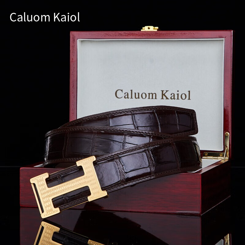 ol)皮带男鳄鱼皮不锈钢h扣高档百搭男士裤腰带生日礼物送男朋友老公