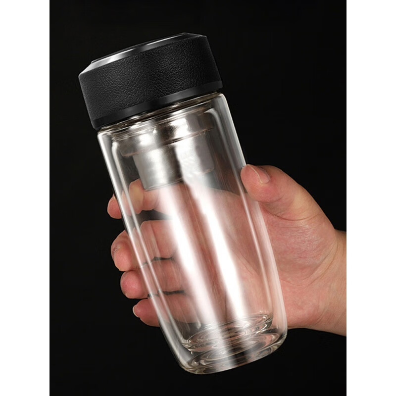 鹅蛋杯 分离式茶杯耐摔玻璃杯溢水龙(万象式)双层鹅蛋杯玻璃杯茶杯防