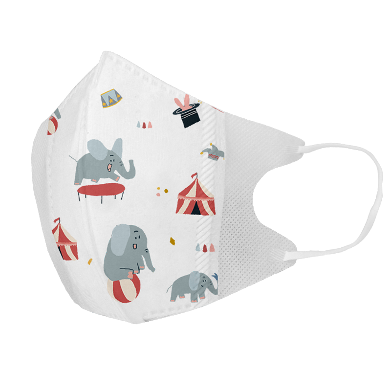 袋鼠医生婴儿口罩0-6个月婴幼儿宝宝6-12个月宝宝口罩3d立体透气防尘5支装XS码小象印花100030513310