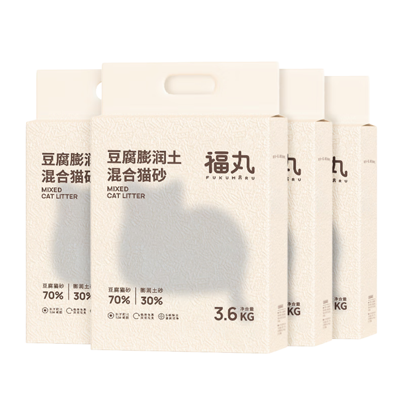 FUKUMARU 福丸 玉米豆腐膨润土混合猫砂3.6kg*4 原味混合砂