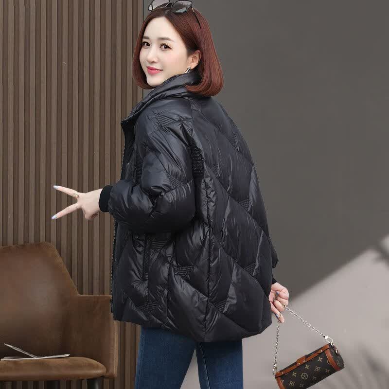 阿究究200斤自制棉衣棉服女2025年新款轻薄大码妈妈大码棉袄外套 黑色 5XL 【建议180-195斤】高品质