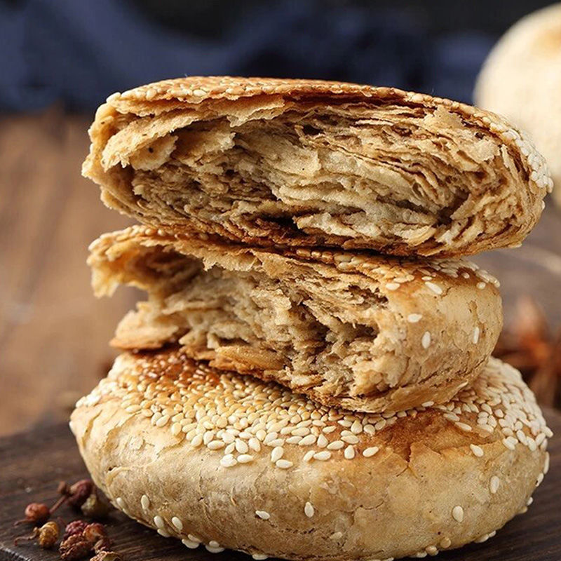 卓享紫光园 老北京特产麻酱芝麻烧饼椒盐火烧夹肉传统小吃真空包2