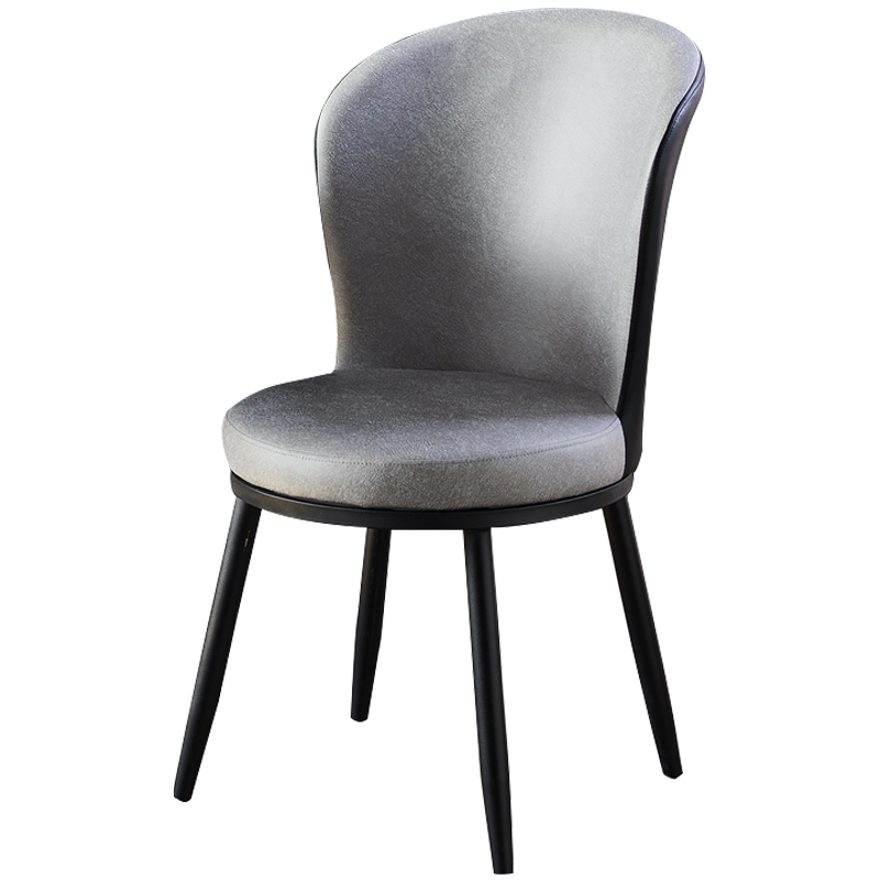 凝企餐椅家用圆背椅子皮革软包椅美式北欧极简约意式休闲双层创意复古靠背椅餐厅家用酒店咖啡厅 浅灰色 圆背椅