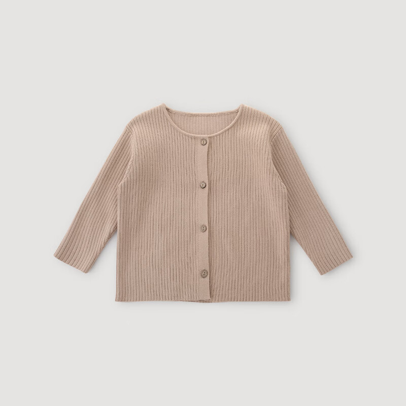 巴厘小猪女童毛衣开衫外套2024新款宝宝线衣男童外衣上衣儿童 卡其 120 cm