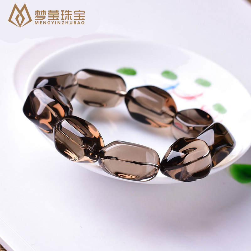 gmay 天然茶晶烟晶佛珠念经女男款 不规则规格随形水晶手串手链礼物