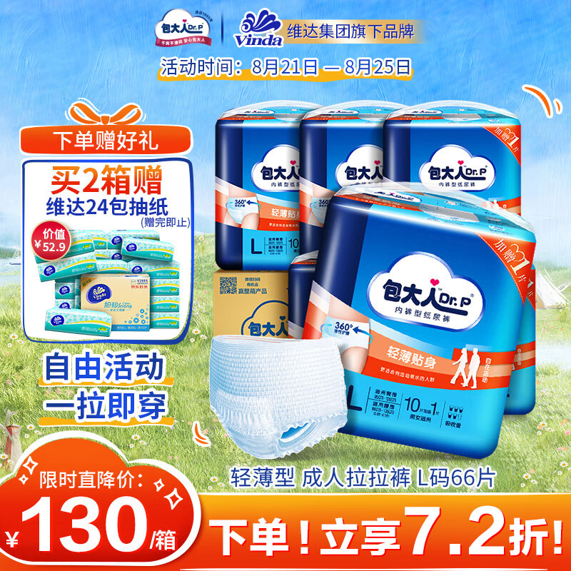 包大人（Dr.P）轻薄成人拉拉裤L66片（腰围：66-135cm）老年人产妇 内裤型纸尿裤使用感如何?