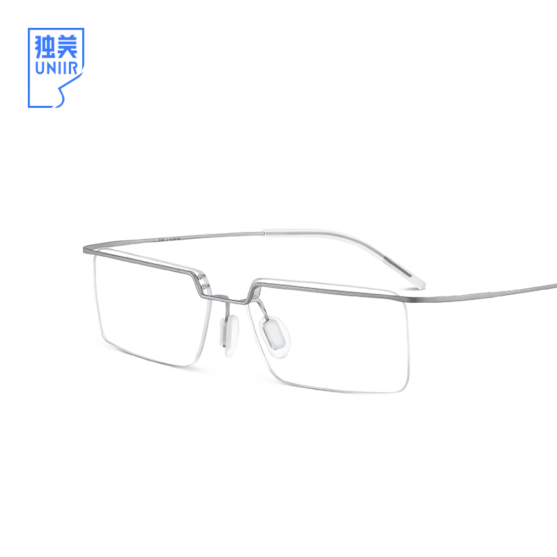 独美（uniir）无框眼镜超轻β钛近视镜架防滑眼镜框防蓝光可配变色近视镜片 钛泽银 单镜架