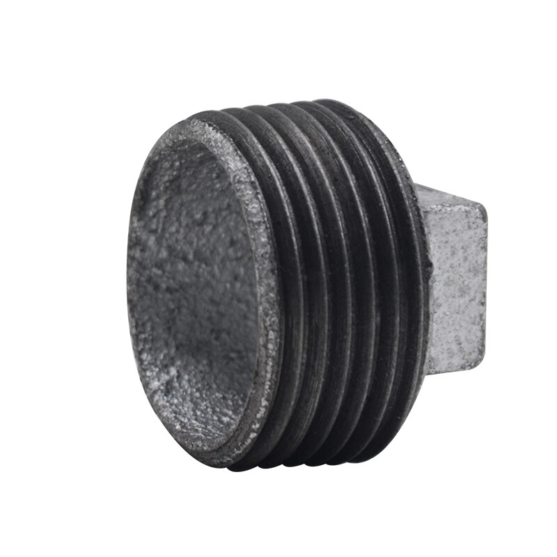 山头林村玛钢管帽管堵镀锌 消防管道水暖管件1/2四方形白色铁外丝堵头