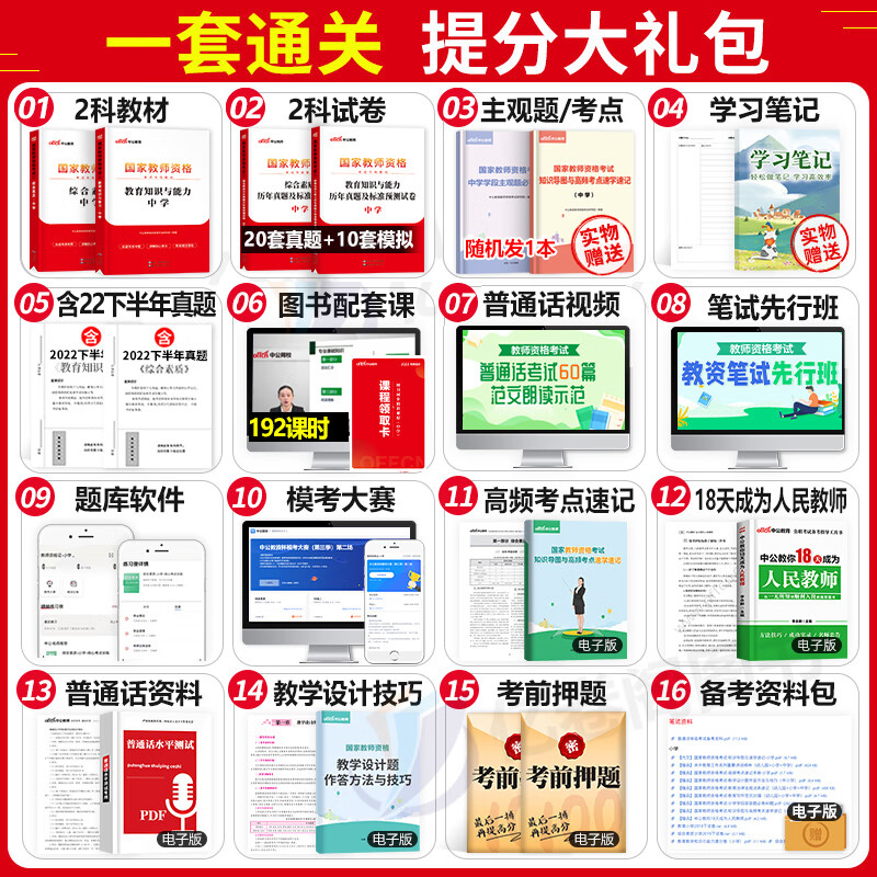 中公2023年中学教师证资格证考试用书全套专用教材教资笔试数学初中高中语文英语备考资料历年真题库试卷刷题 教育能力 模考题库（科目2）