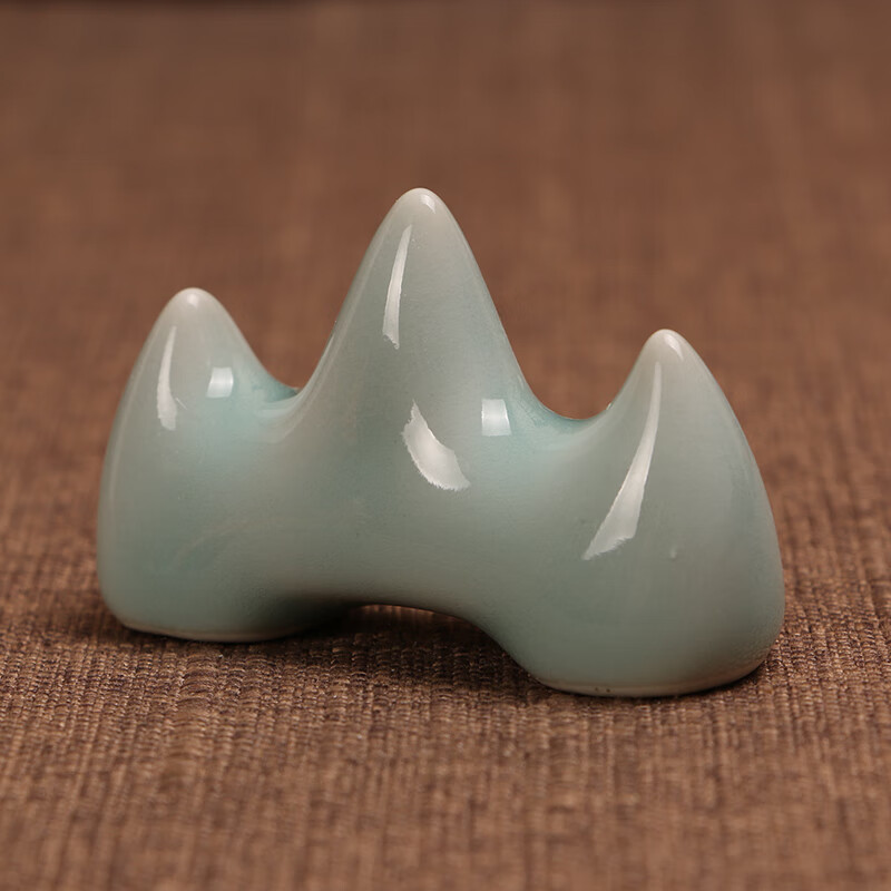 青瓷笔搁 毛笔笔山 陶瓷笔山 笔架  文房四宝 浅蓝色