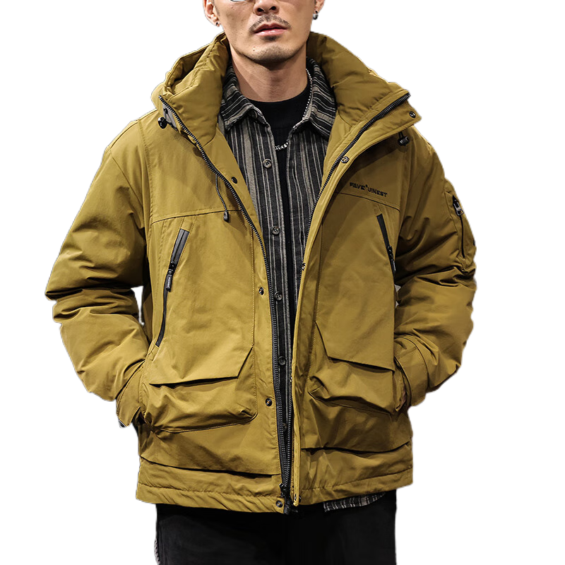 路杰邦強(qiáng)防風(fēng)防水三防技能工裝歐美式羽絨服男春秋保暖外套2025新款?yuàn)A克 咖啡棕色 M 【適合90-120斤】