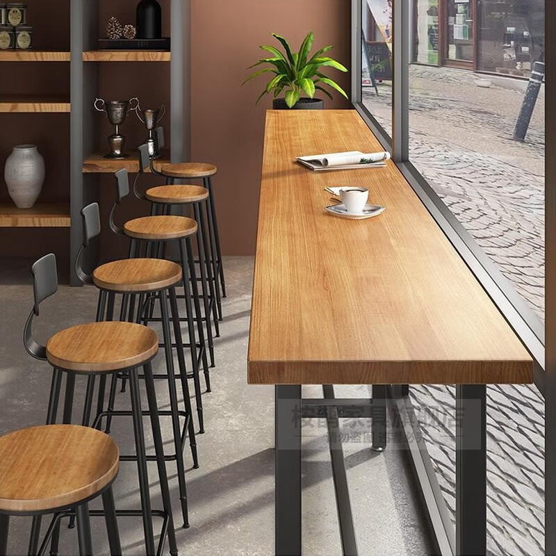 庭百盛吧台桌 酒吧奶茶店长条高脚家用窗边靠墙窄桌子组合商用 1.
