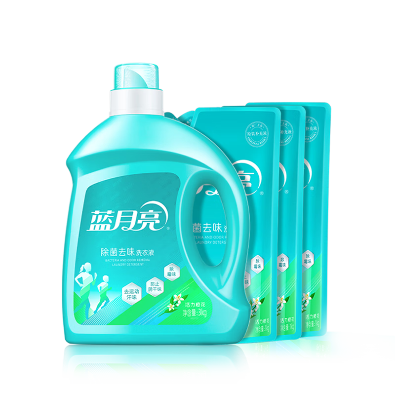 蓝月亮除菌去味洗衣液3kg瓶+1kg袋*3 +深层洁净1kg瓶+500g*2袋