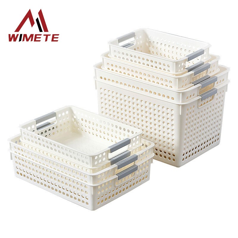 wimete WIxh-70 塑料收纳筐 蔬菜水果杂物篮 桌面白色置物篮 浅口大号