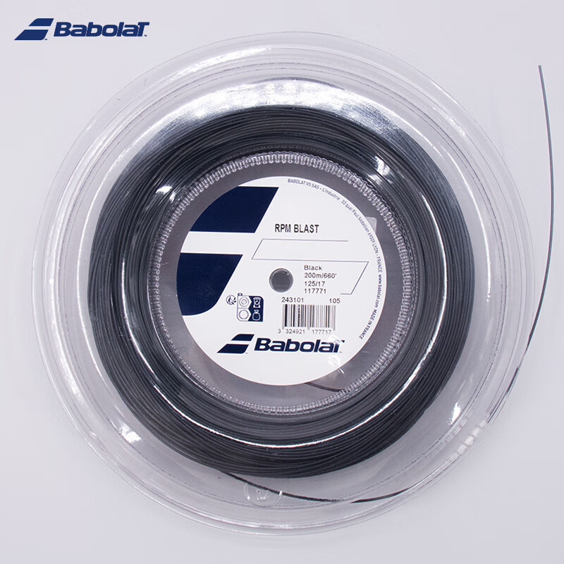百宝力（Babolat）RPM BLAST网球线大盘线200米纳达尔御用聚酯网球线硬线 RPM BLAST125 200米黑色117771