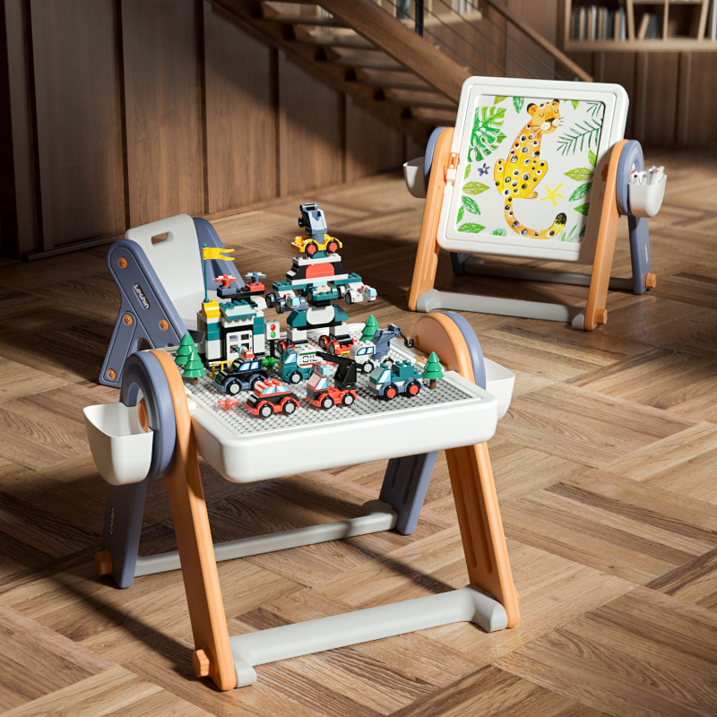 乐亲（Lechin）儿童玩具多功能大颗粒拼装积木桌可折叠宝宝画板桌二合一140大颗粒汽车总动员怎么看?