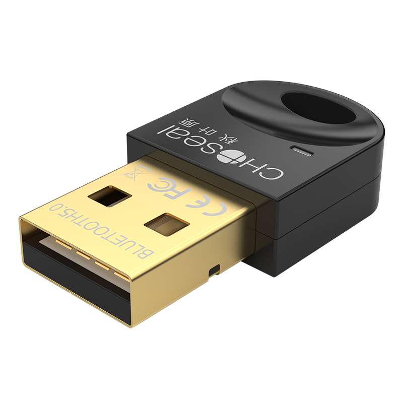 CHOSEAL 秋叶原 USB蓝牙适配器5.0 笔记本电脑台式机发射器 手机音箱鼠标键盘蓝牙接收器 黑 RTL5.0
