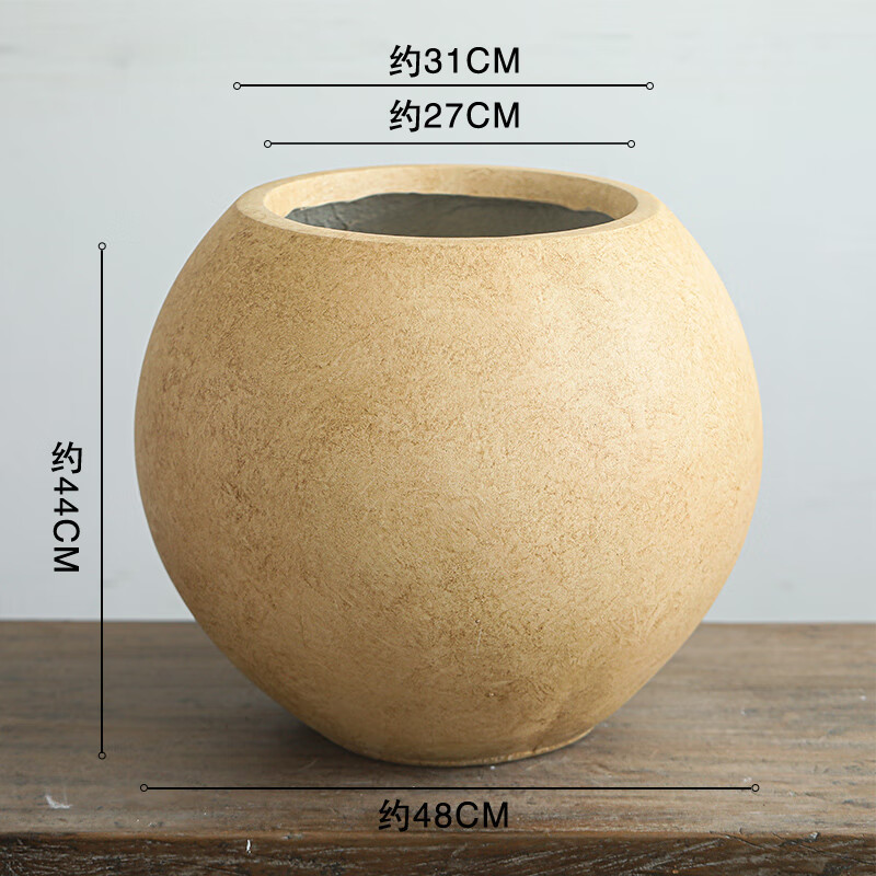 落地大肚圆形花盆客厅商场软装天堂鸟南天竹百合竹镁泥圆球花盆器