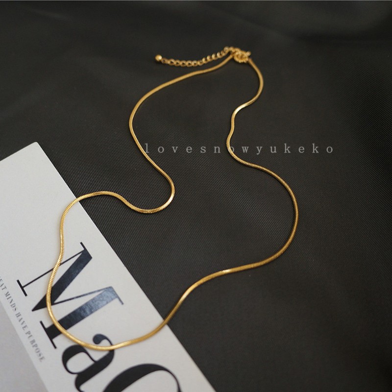 全意琳素金色潮流搭配极简蛇骨项链简约锁骨链金币头像叠搭 金色蛇骨