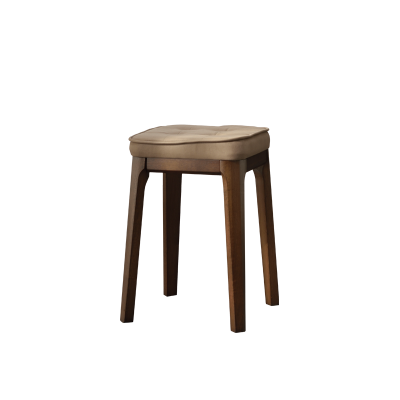 哈骆顿(HALODN)轻奢凳子家用餐凳子现代简约实木圆凳子软包坐垫小凳子方凳高凳聚餐可叠放叠螺备用凳 香槟棕+胡桃色实木腿【47CM高】