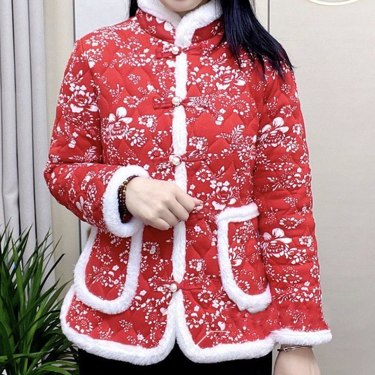 vjze适合30-40岁女人中年妇女冬天穿的东北大棉袄冬季新款碎花棉袄民