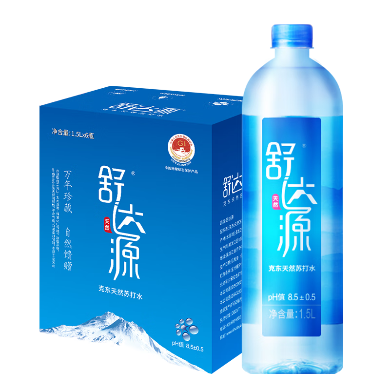 舒达源天然苏打水 无糖无气 碱性水 饮用天然水 1.5L*6瓶/箱泡茶水 1箱