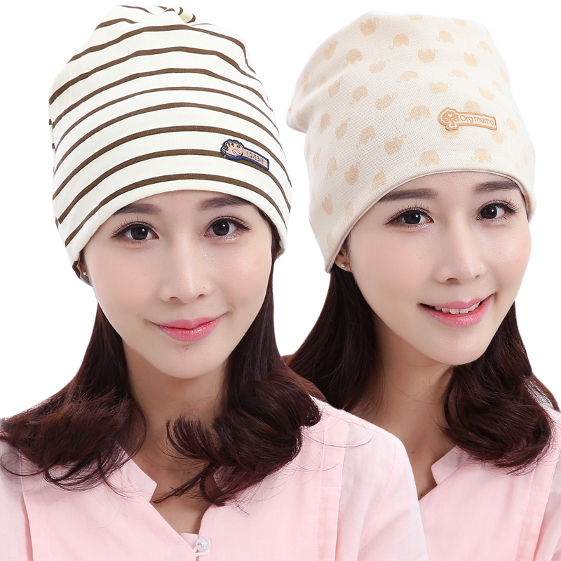 媽媽果（org.mama）月子帽產(chǎn)婦春夏季薄款月子頭巾發(fā)帶女孕婦帽產(chǎn)后防風(fēng)帽坐月子用 純棉組合A款