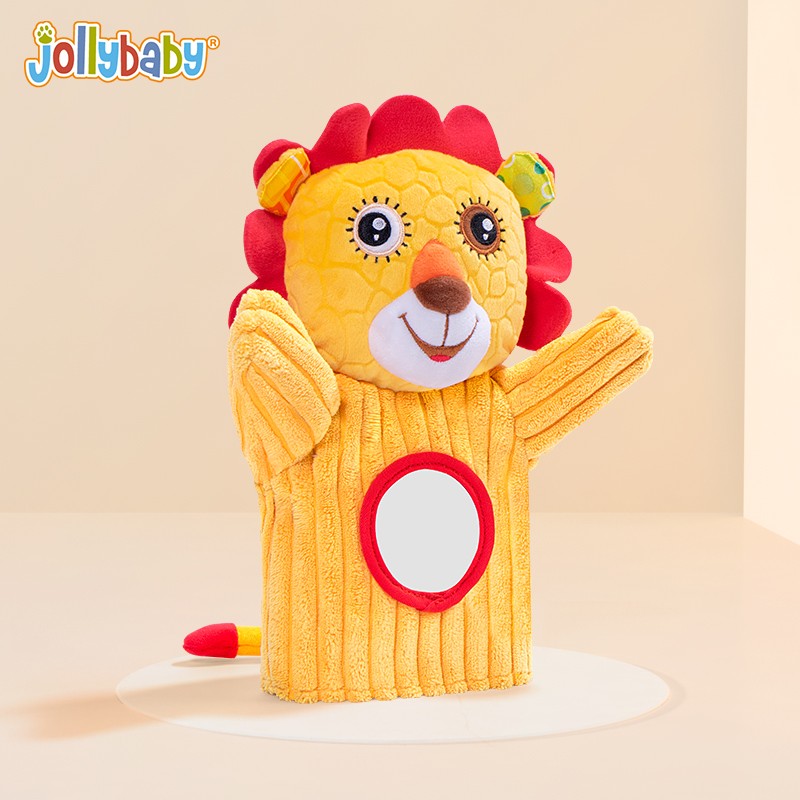 jollybaby手偶手指玩偶动物手套布偶婴儿安抚玩具毛绒0-1岁宝宝 手偶-狮子