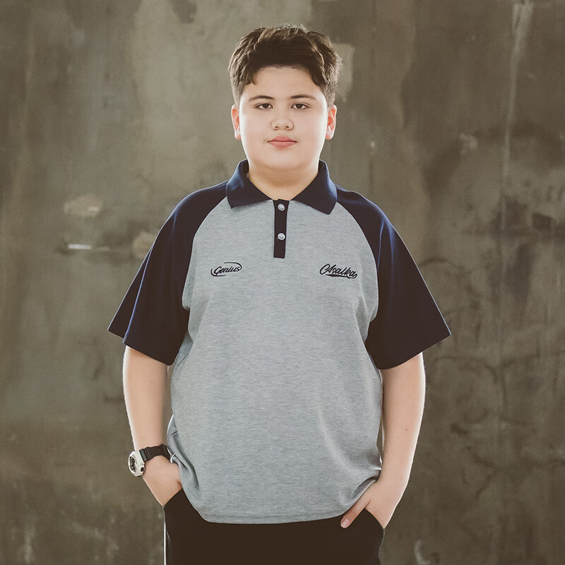 金宠胖大童胖男孩衣服14-16岁短袖胖童装男童polo衫宽松大码中大童加