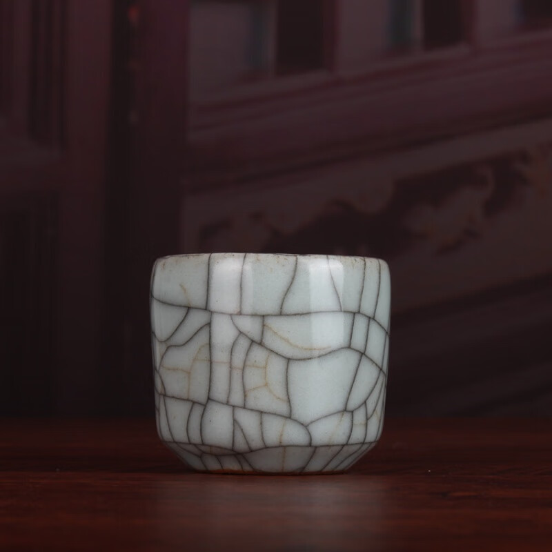 哥窑茶杯裂纹 宋瓷哥窑裂纹釉品茗杯小茶杯 古玩古董陶瓷器仿古老货