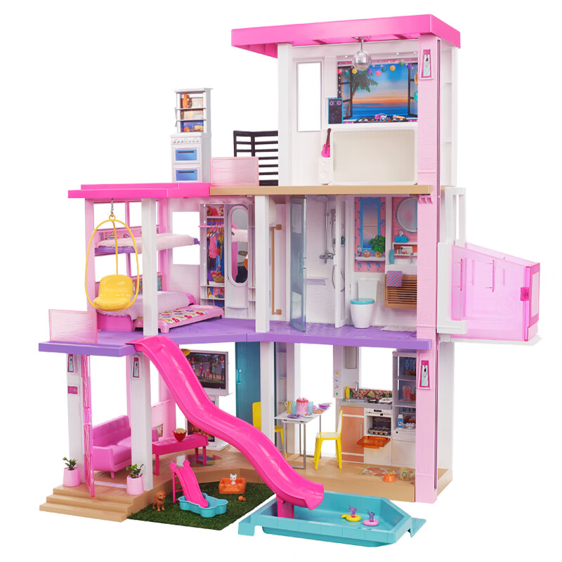 芭比（Barbie）娃娃女孩生日礼物新年礼物过家家城堡玩具-芭比新梦想豪宅GRG93