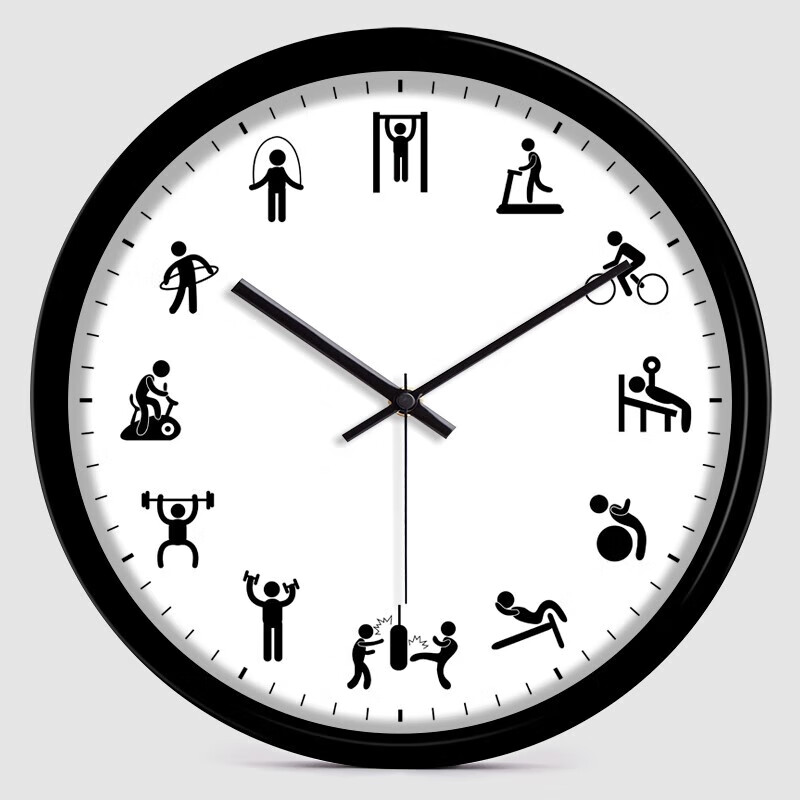 珠佩丽随时间运动的时钟健身房体育馆创意挂钟客厅大气墙钟挂表大号