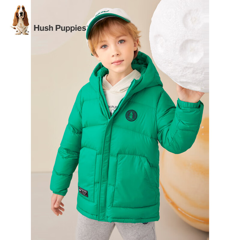 暇步士(Hush Puppies)童装儿童男女童冬装新款舒适保暖简洁款羽绒服 亮果绿 170 cm