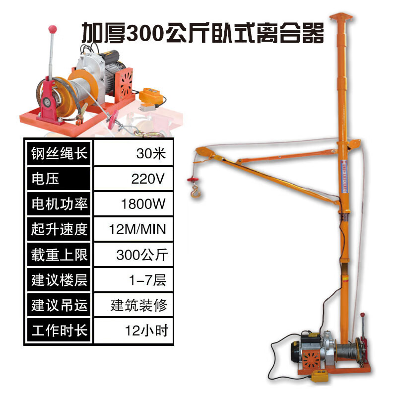 澳颜莱室内吊机家用装修220v上料吊门窗建筑起重升降双立柱离合吊沙