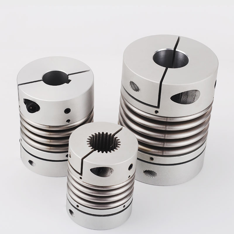 精密铝合金波纹管联轴器不锈钢大扭矩电机丝杆偏心弹簧连轴器键槽