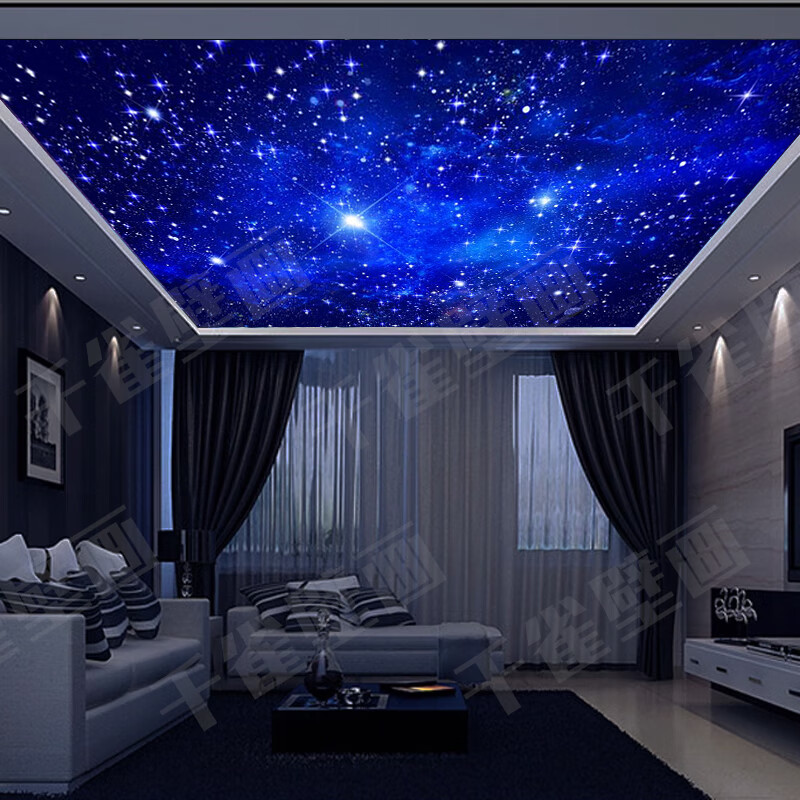 梦茜儿(mexemina)软膜天花板吊顶客厅天花板星空主题墙纸3d科技感墙布