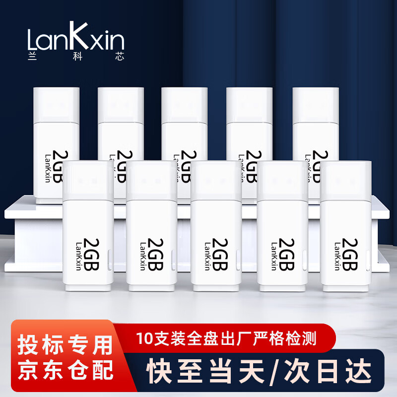 兰科芯LK103小容量u盘招标优盘投标电脑U盘展会议企业公司礼品U盘可个性定制LOGO 10只装 白色2G