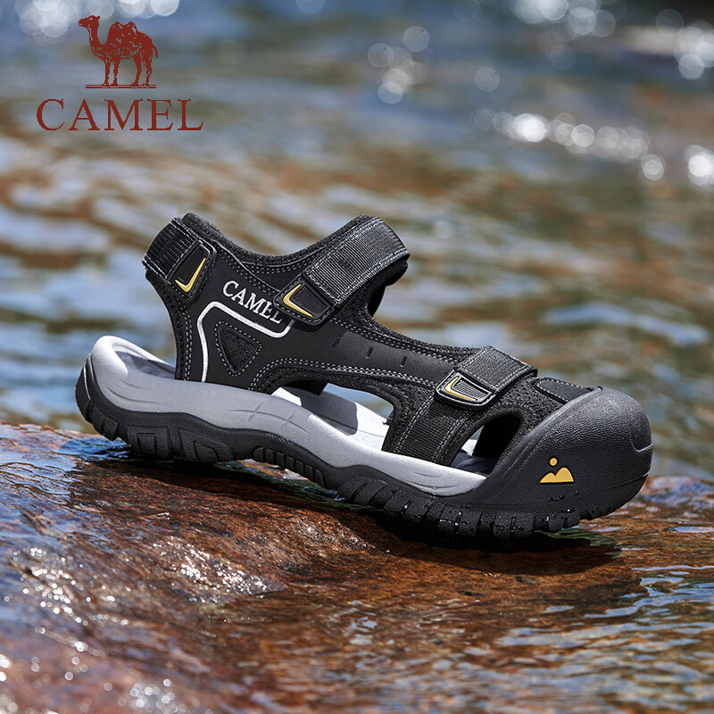 骆驼（CAMEL）夏季新款户外休闲凉鞋情侣轻野透气软弹舒适包头防撞男鞋 G14M396630 黑色男 41