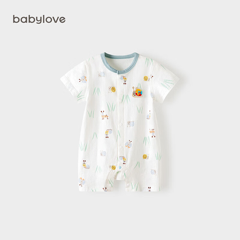 babylove婴儿短袖连体衣纯棉夏季薄款新生儿衣服夏装初生儿宝宝哈衣爬服